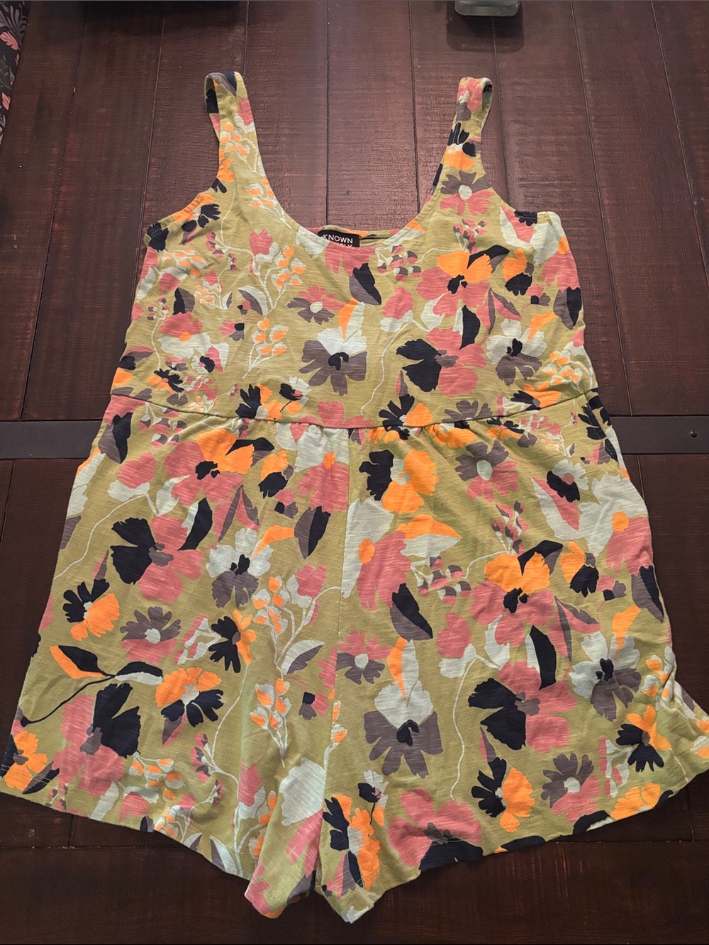Know Supply Floral Tank Romper - Olive Multi